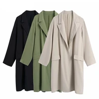 2022 new fashion clothing trench long coat for women coat female solid color casual long sleeve jackets pocket loose coats