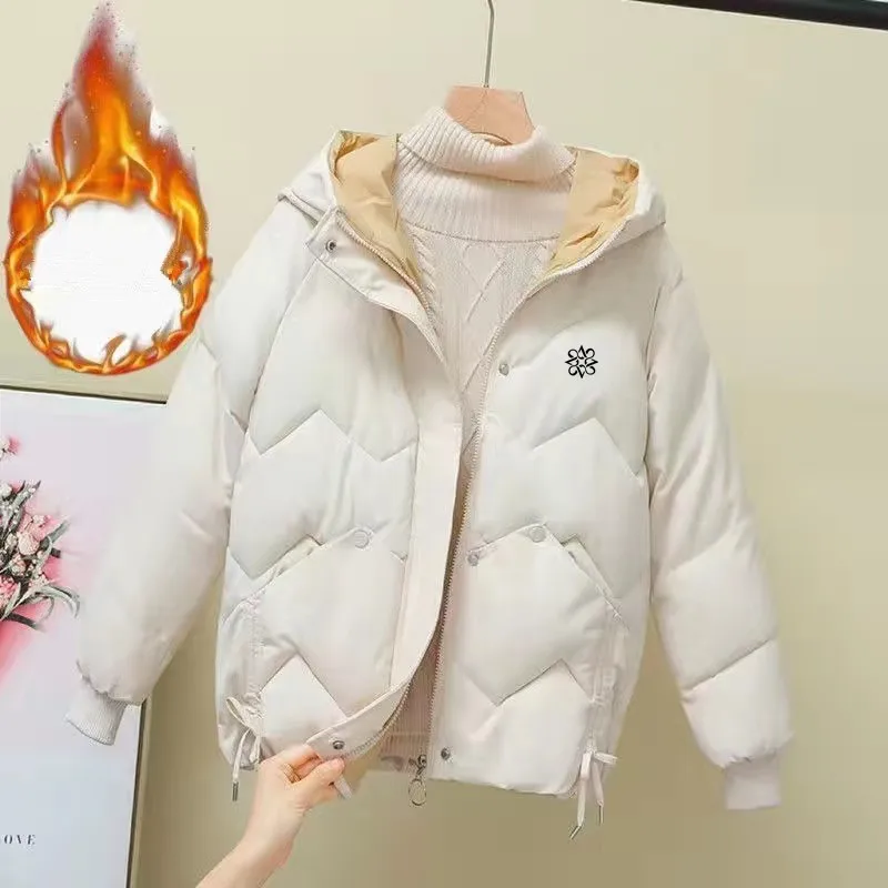 

Fashion Ladies Hooded Golf Jackets Korean Winter Golf Clothing Woman Loose Windbreak Thicken Warm Down Cotton Women's golf Coats
