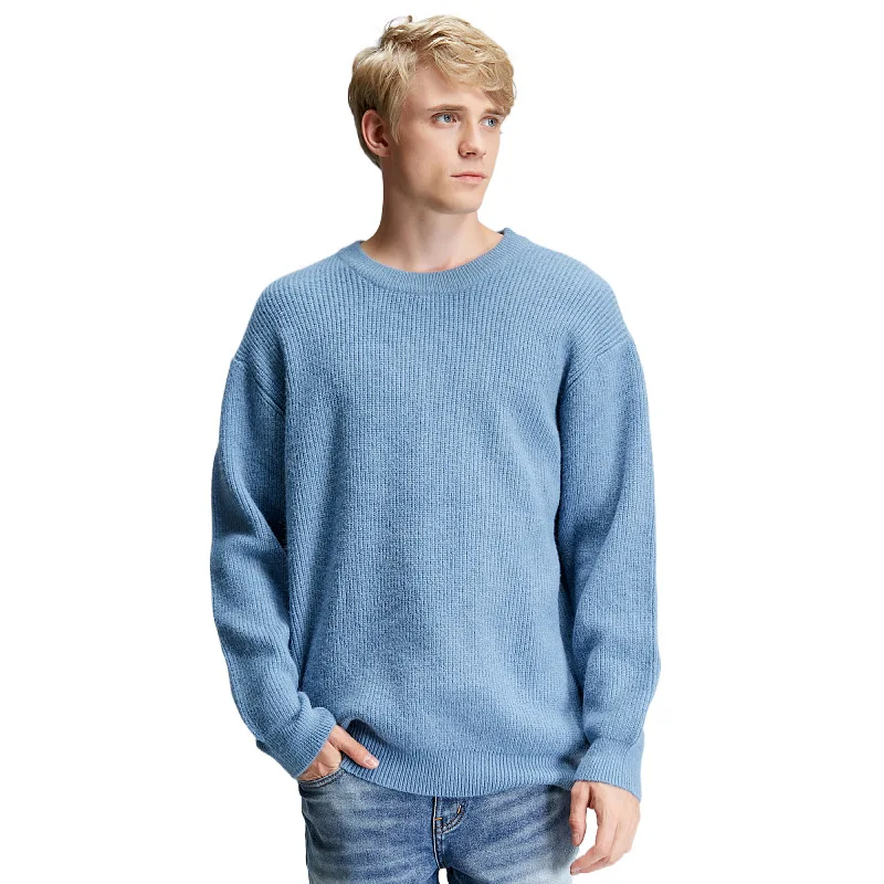 

England Style 2022 New Sweaters Men'S Black Grey Long Sleeves Autumn Spring Pullover Knitted Clothes O-Neck Plus OverSize