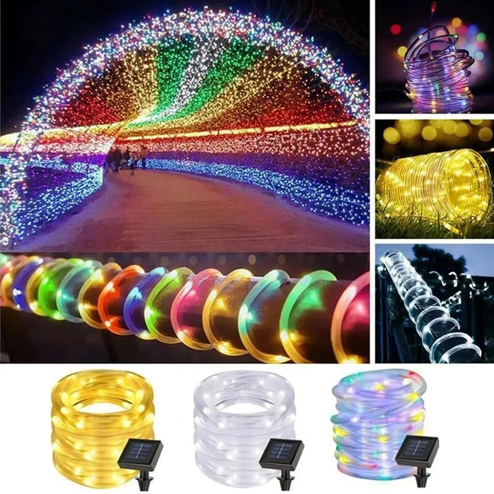 

Solar Powered Rope Strip Lights Waterproof Tube Rope Garland Fairy Light Strings for Outdoor Indoor Garden Holiday Party Decor