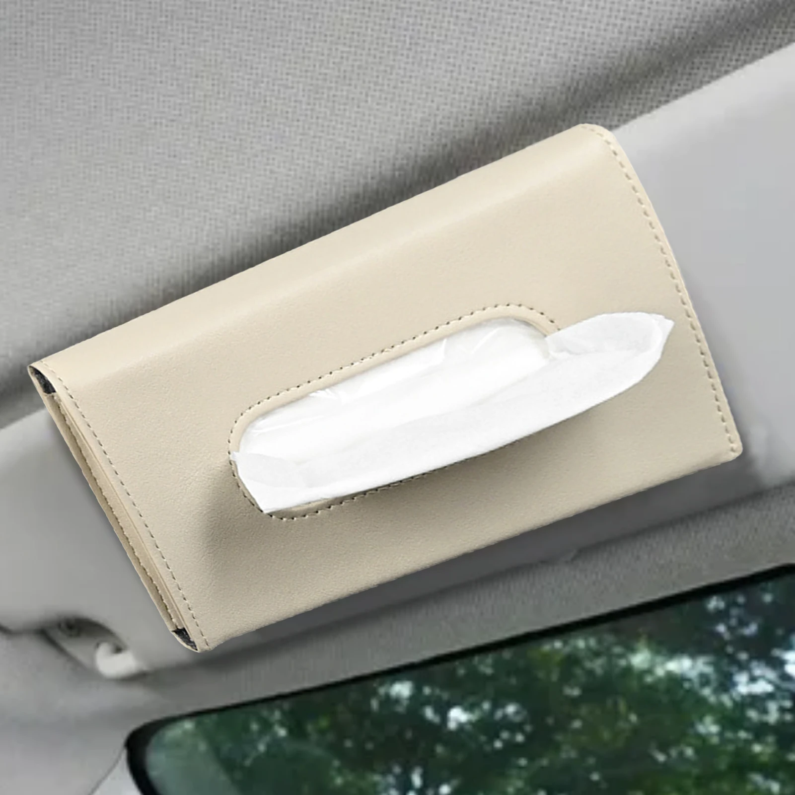 

Craft Ornament Auto Storage Decoration Leather Sun Visor Napkin Box Holder Box Decoration For Universal Car Accessories