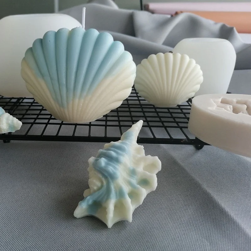

Ocean Series Scented Candles Shell Conch Candle Making Silicone Jars Handmade Soap Bathroom Decorations Fish Tank Plaster