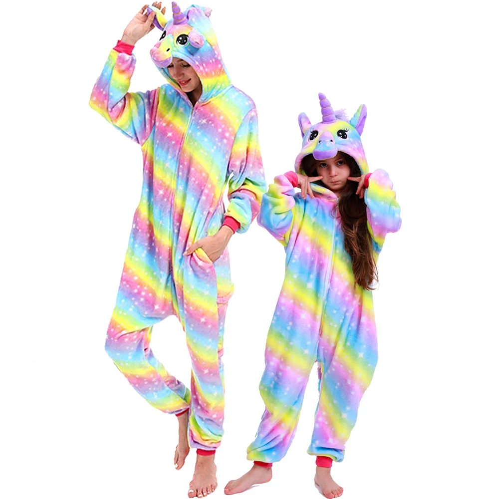 Animal Unicorn Pajamas For Children Girls Panda Onesies Baby Costume Boys Sleepwear Jumpsuit Kids Stitch Winter Pyjamas 4T-12T