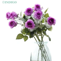 9 pcs purple rose 55cm latex coating real touch petal peony artificial flower wedding decoration gift party event indigo