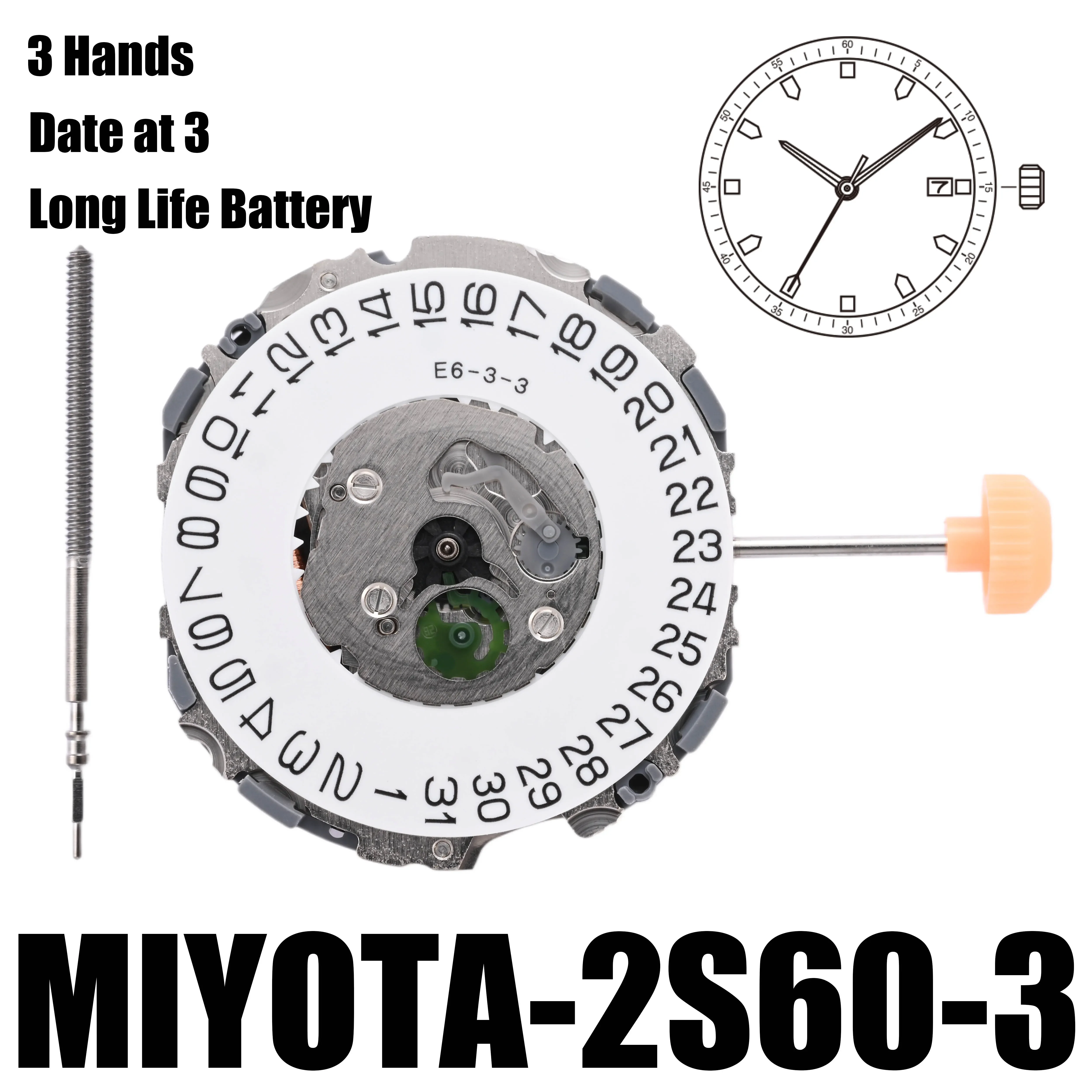 Стандартный механизм ZHANGU Механизм для часов Кварцевый 2S60 Miyota 3-жильный срок