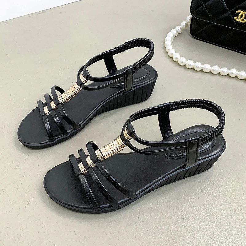 Женские сандалии на плоской подошве, повседневные пляжные сандалии с пряжкой, размер 43, J886, для летнего сезона 2023