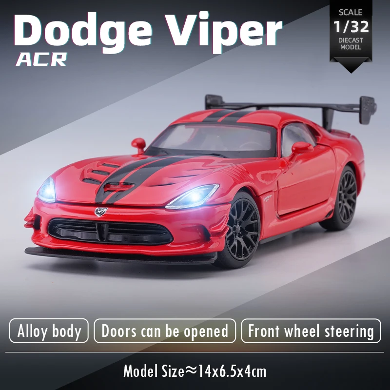 

JKM 1:32 Dodge Viper Sound&light Alloy Car Model Diecasts Toy Vehicles Collectible Hobbies Gifts Static Die Cast Voiture