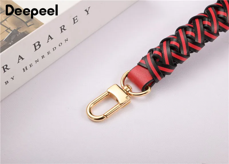 Deepeel 2.5*31cm Leather Bag Strap Color Handmade Braided Handbag Woven Straps Single Shoulder Underarm Bucket Bags Accessories