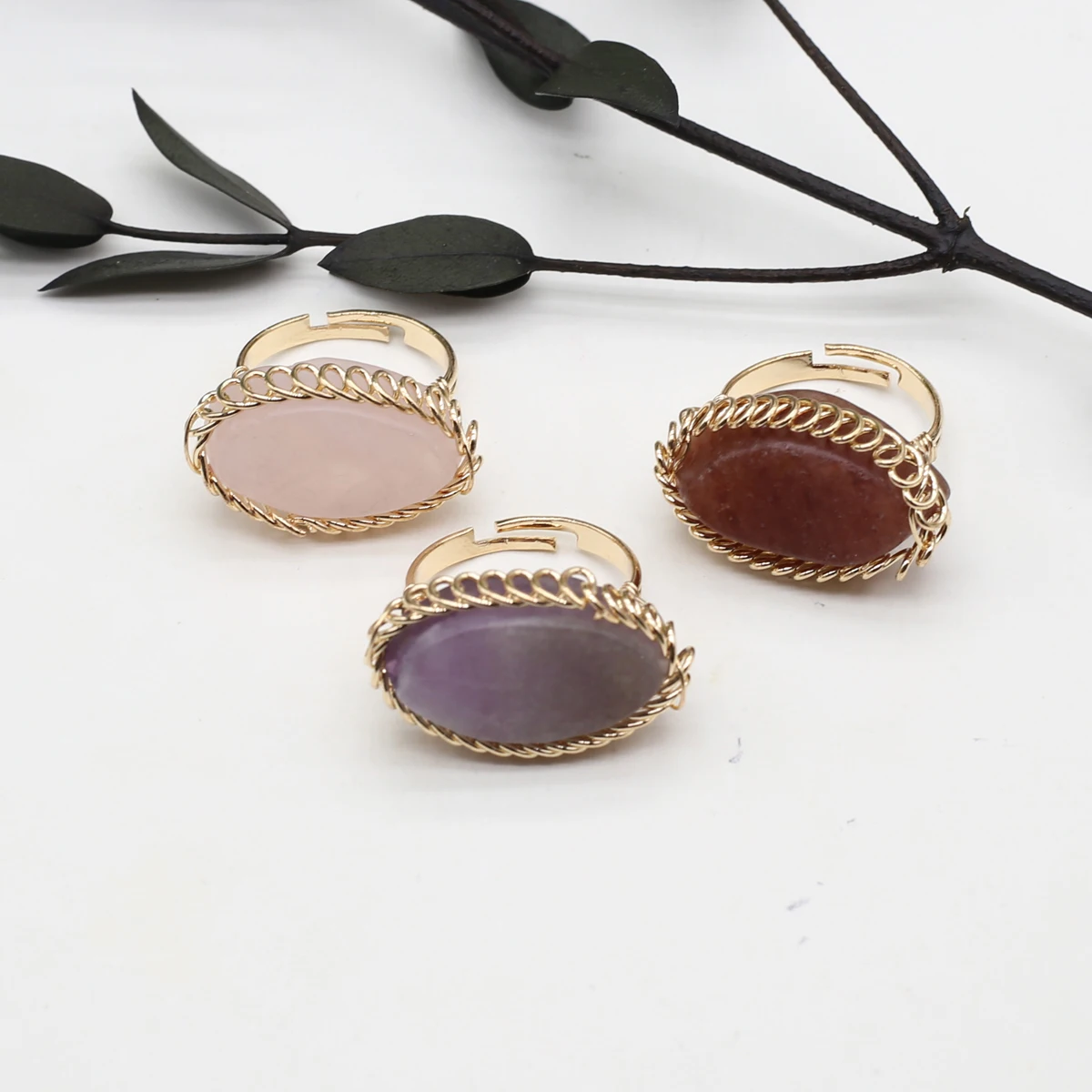 Изысканный натуральный полудрагоценный камень агат флюорит ретро-кольцо