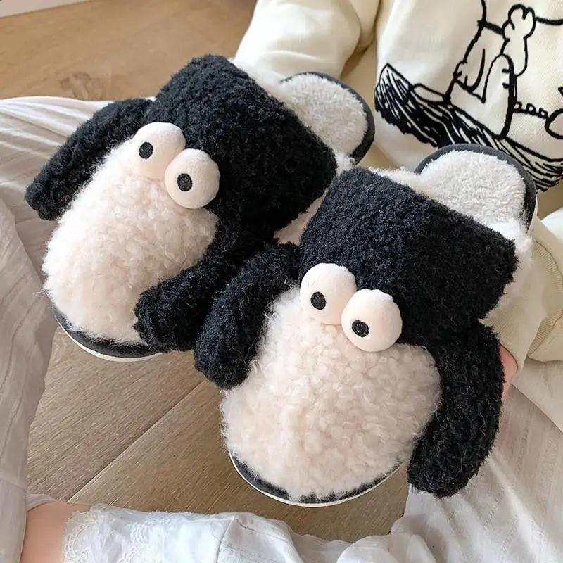 

2022 Women Winter Warm Furry Slippers Cartoon Sheep Home Indoor Lovers Flat Shoes Soft Plush Female Male House Floor Slipper