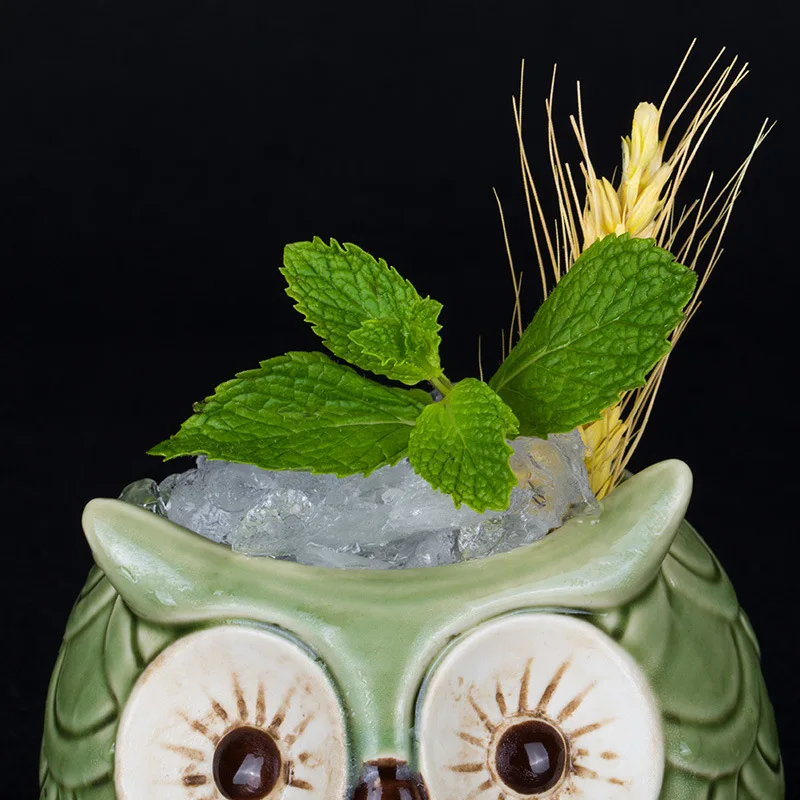 

500ml Owl Bird Ceramic Tiki Mug Hawaiian Ceramic Cup Creative Porcelain Beer Wine Mug Cup Bar Tool