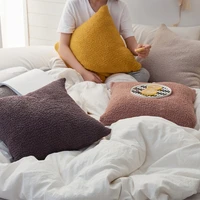 solid color soft knitted pillow cover decorative plush cushion cover 45x45cm for sofa car bed home decorate pillow case