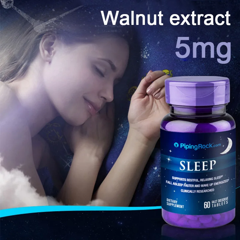 

60 Pills Melatonin 5mg Soothing Sleep Tablets Easily Absorbed Tablets Promote Improvement Jet Lag Sleep Middle Old Adults