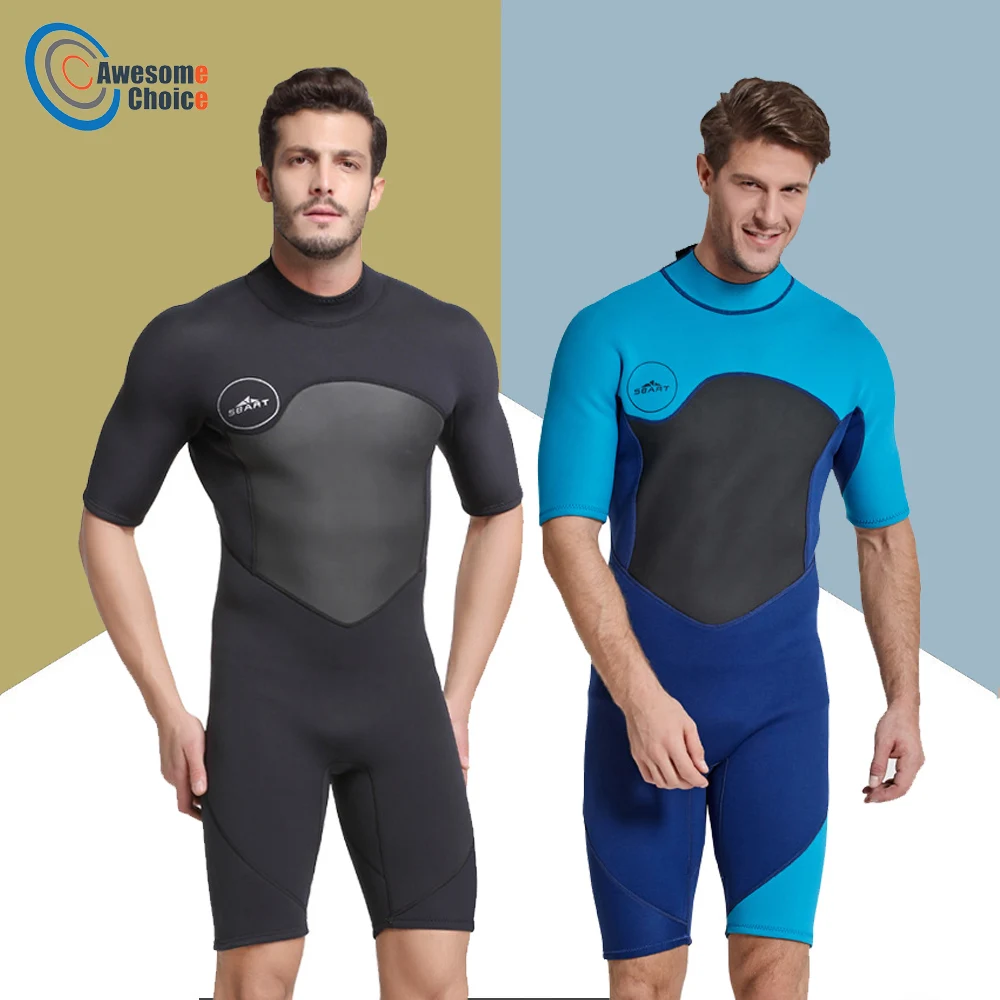 

2MM Men's Neoprene Wetsuit One Piece Warmth Cold And Sunscreen Short Sleeve Snorkeling Suit Surfing Snorkeling Wetsuit 2021