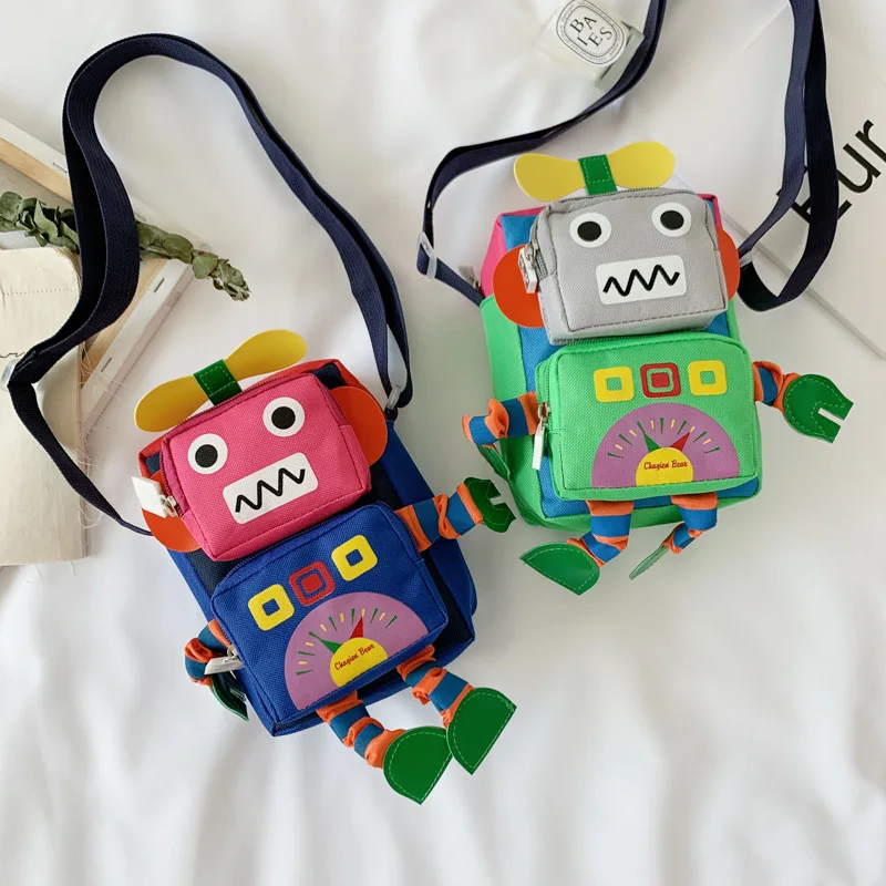 Baby Backpack Boys Girls Cute Robot Shoulder Bags Outdoor Home Snack Toy Children's Messenger Bag Kindergarten Schoolbag New