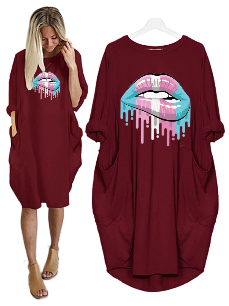 Женское платье с леопардовым принтом осеннее средней длины карманами - купить по