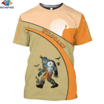 SONSPEE 3D 인쇄 여름 남성 여성 짧은 소매 tshirt 캠핑 등반 고릴라 sportleisure 거리 느슨한 Fashioncrew 목 위로