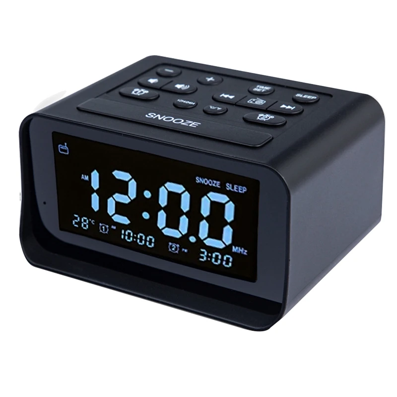 

Alarm Clock Radio,With USB Charging Port, Electric Clock With Brightness Dimmer,Adjustable Alarm Volume EU Plug