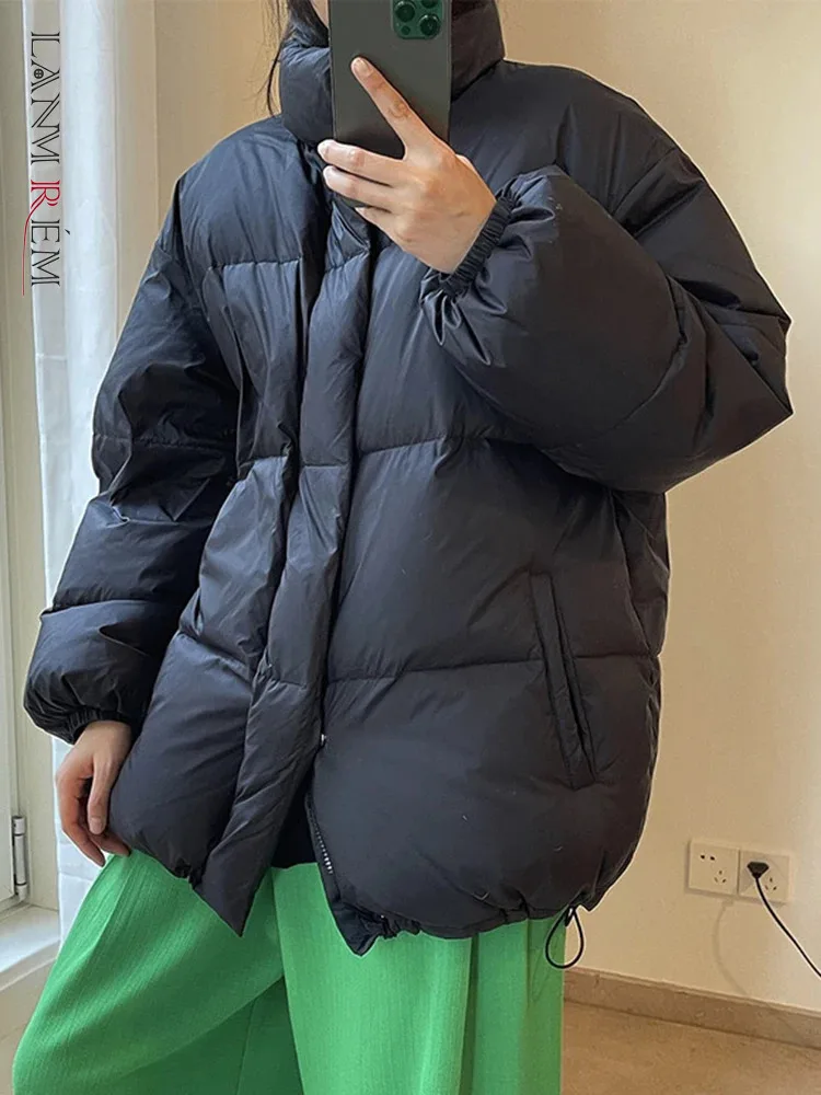 

[LANMREM] Модные толстые теплые пуховики для женщин с воротником-стойкой кардиган на молнии корейский стиль женские пальто 2023 Осень новинка 26D6950