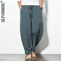 2022 new mens cotton linen loose pants male summer casual solid color pants trousers plus size m 5xl
