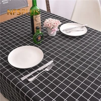 plaid table cloth 3 colors 8 sizes cotton linen blending fabric white grey black tablecloth table covers decoration