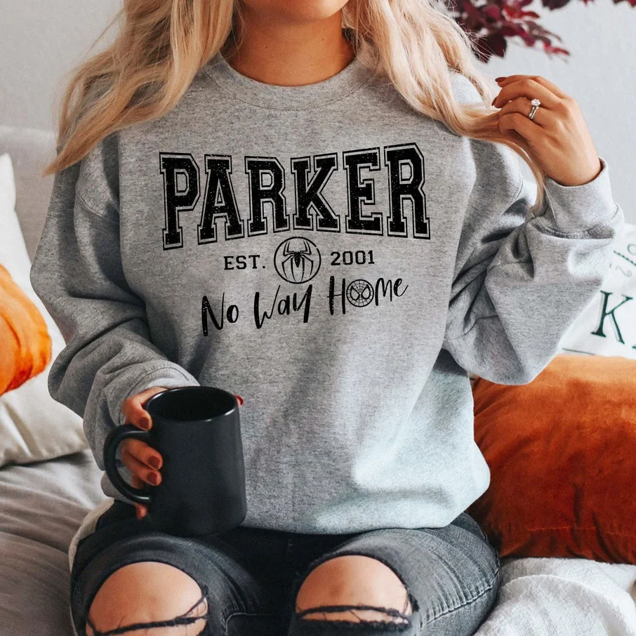 

No Way Home Superhero Sweatshirt Parker Est 2001 Stark Industries Peter Parker Hoodie Vintage Tom Holland Crewneck Sweatshirts