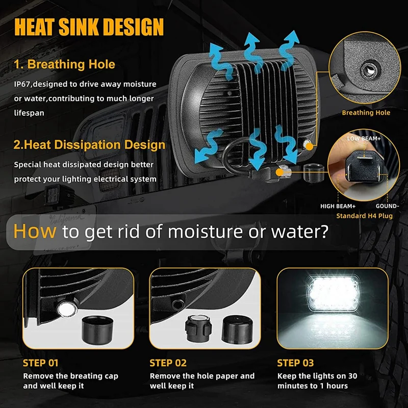2 шт. 5x7 7x6 дюймов автомобильная лампа головного света фара ближнего и дальнего для