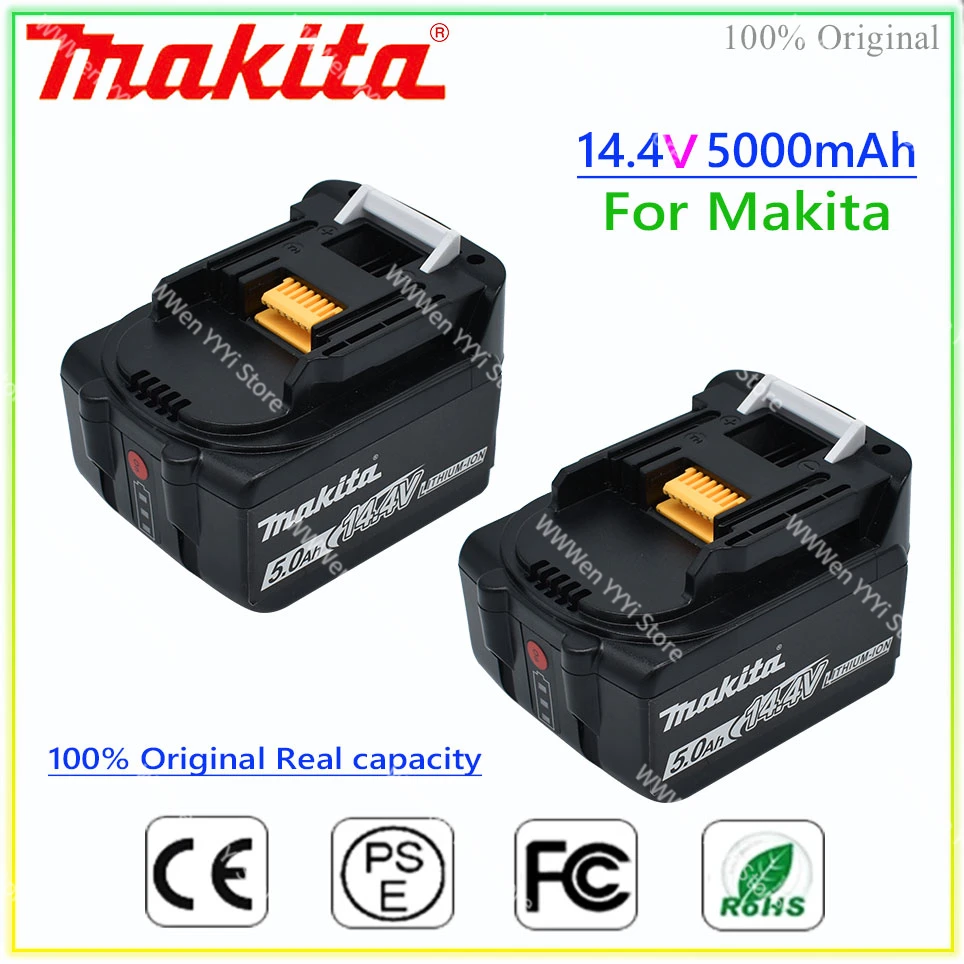 

Оригинальный литий-ионный аккумулятор для Makita 5000 в 14,4 мАч, Аккумуляторы для электроинструментов Makita 14 в 1415 Ач BL1460 BL1430 194066-1