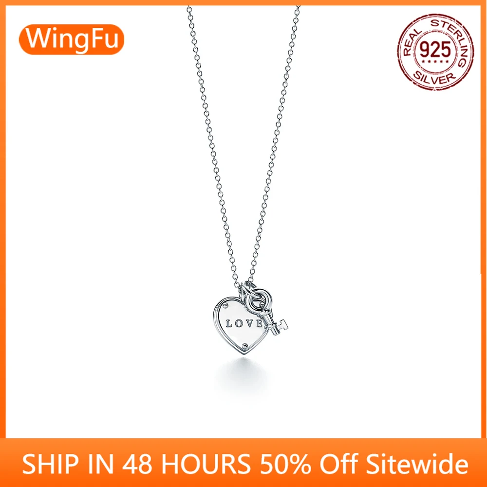 

2022 fashion luxury temperament love love key pendant S925 sterling silver pendant necklace simple and generous