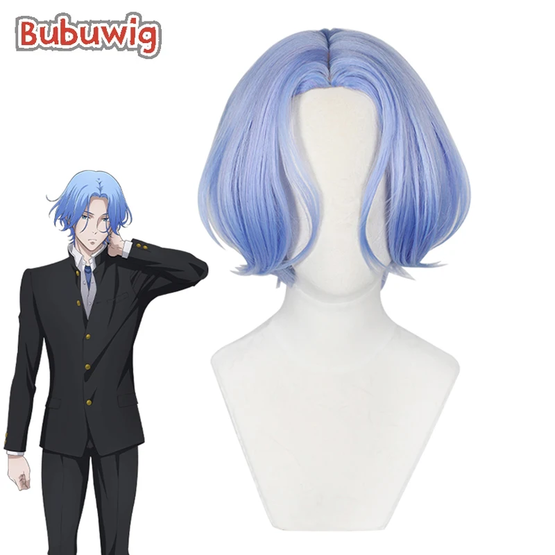 

Bubuwig Synthetic Hair SK8 The Infinity Hasegawa Langa Cosplay Wig Women 30cm Short Straight Blue Heat Resistant Wigs