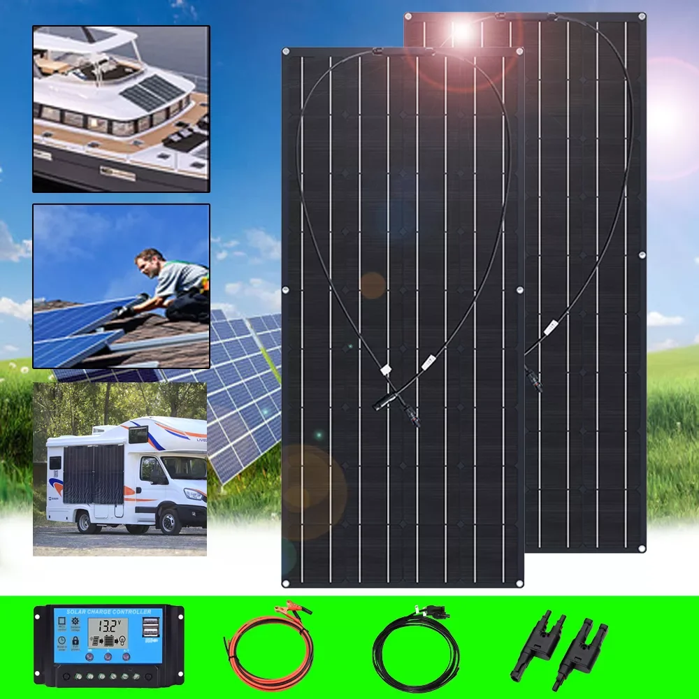 

240W Flexible Solar Panel Kit Complete Monocrystalline Cell 18 Volt 120 Watt Waterproof PV Panels 12V 24V Battery Charger