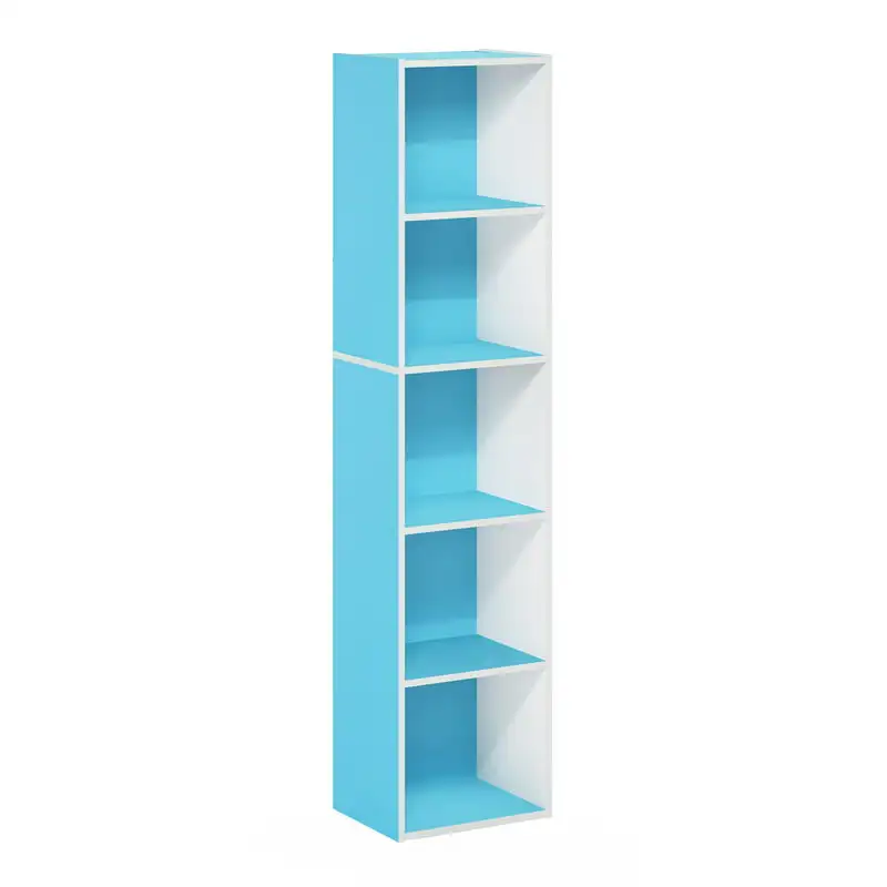 

Pasir 5-Tier Open Shelf Bookcase, Light Blue/White