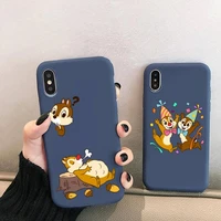chip n dale phone case for iphone 13 12 mini 11 pro xs max x xr 7 8 6 plus candy color blue soft silicone cover