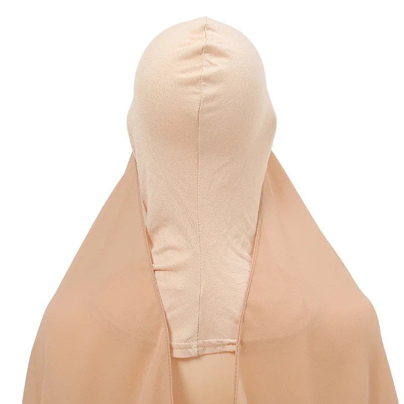 Neck Cover Instant Chiffon Hijab with Undercaps Ready to Wear Hijabs Muslim Full Cover Head Wraps Scarf Jersey Inner Ninja Caps