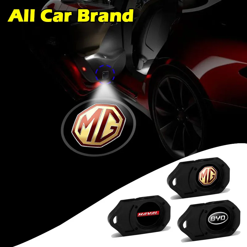 

2Pcs Car Logo Wireless LED Welcome Projector Ghost Shadow Light For MG Accessories ZS Gundam HS MG5 MG3 MG6 MG7 GS TF ZR ES 350
