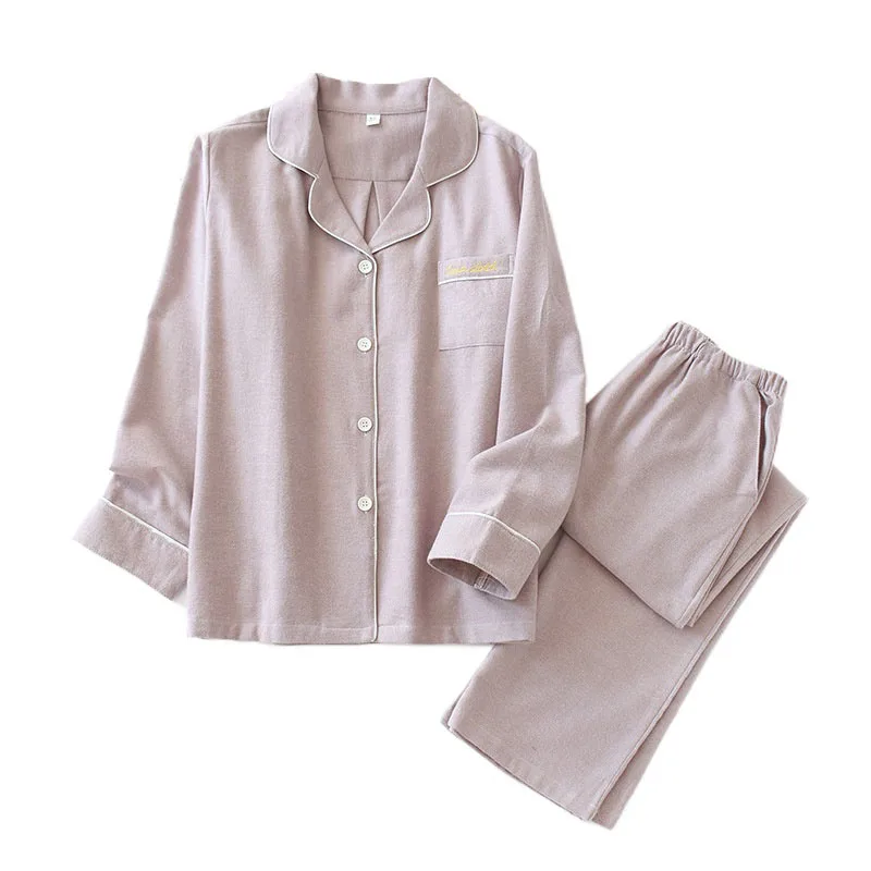 

Парные модели весенне-осенне-зимние хлопковые Фланелевые брюки с начесом с длинными рукавами Пижамный Костюм удобная Пижама зимняя женска...