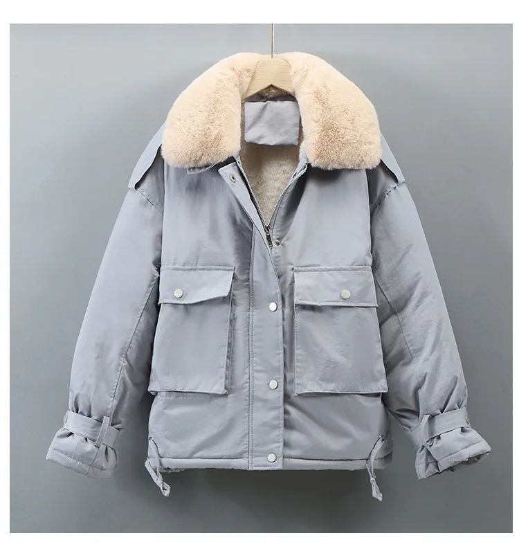 2023 women's casual winter fur white duck down coat casual loose ladies parker short jacket ladies warm loose snow jacket women