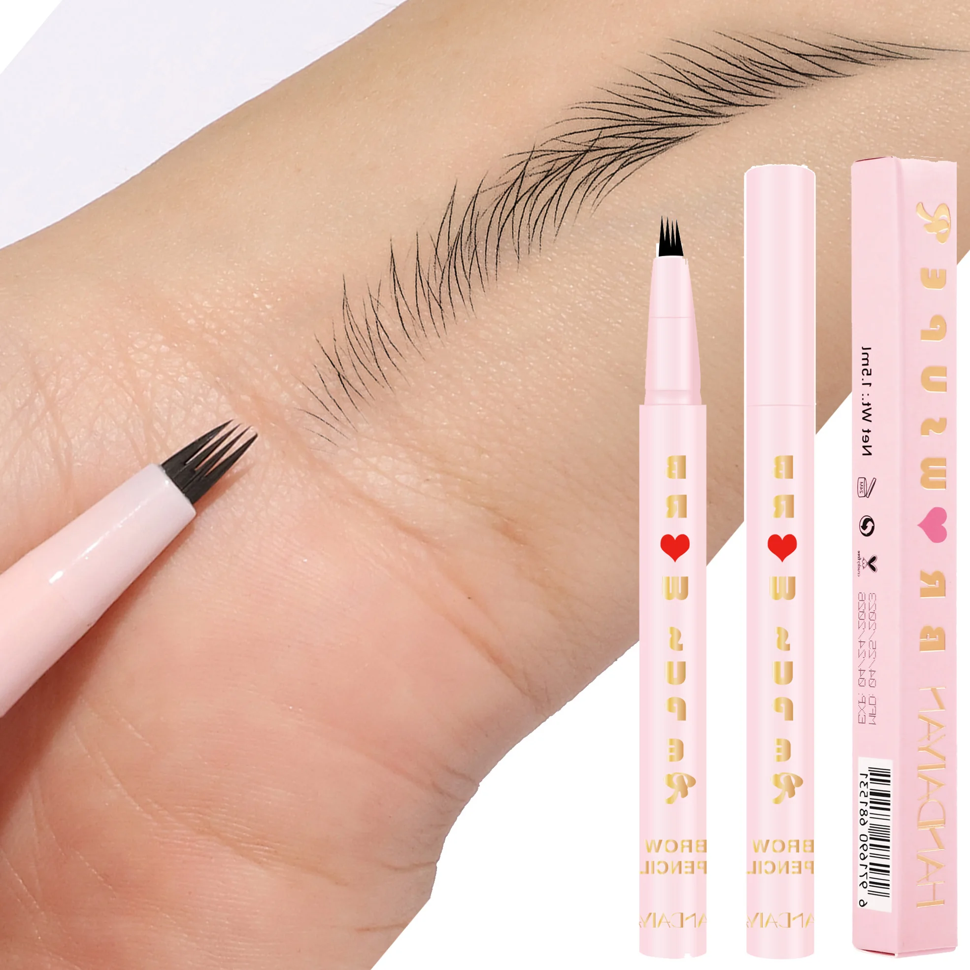 

5 Colors Eyebrow Tattoo Pen 4 Points Fork Tip Liquid Brow Pencil Long Lasting Waterproof 4 Head Fine Sketch Eyebrow Enhancers