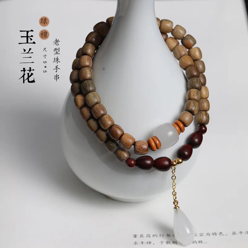 UMQ зеленые сандаловые бусины в старинном бочке аксессуары сделай сам белая