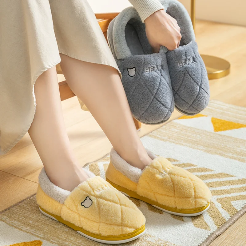 

Women's Plush Fur Slippers Shoes Furry Cotton Shoes Female Winter Soft Indoor Warm Cartoon Mujer Sapatos Home Fluffy Slipper