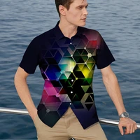2022 luxury brand social men shirts gradual print casual single button short sleeve blouses top hawaiian man designer clothes