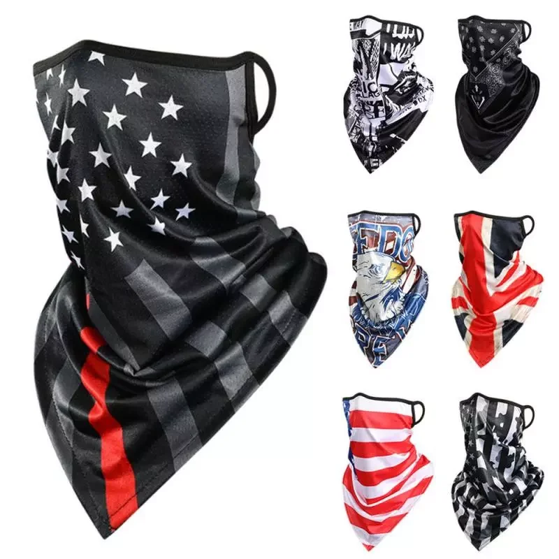 

Motorcycle Ice Silk Face Mask Bandana Ear Hanger Triangle Half Face Mask Outdoor Fishing Hiking Cycling Neck Cover Scarf