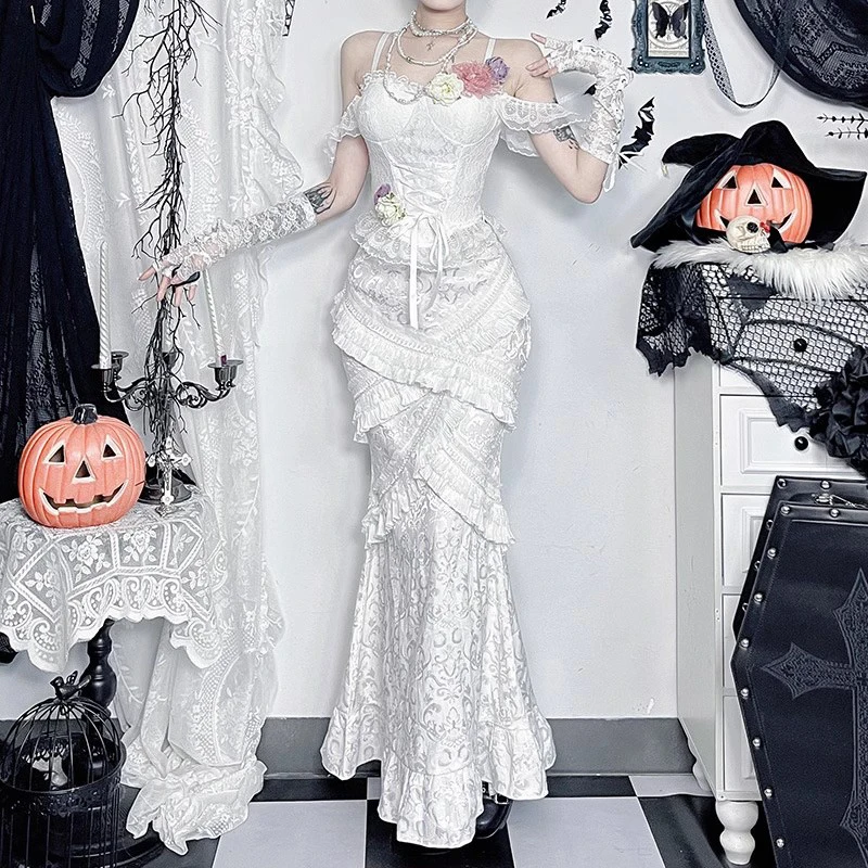 ReddaChic женский кружевной топ с цветочным принтом юбка-русалка комплект перчаток