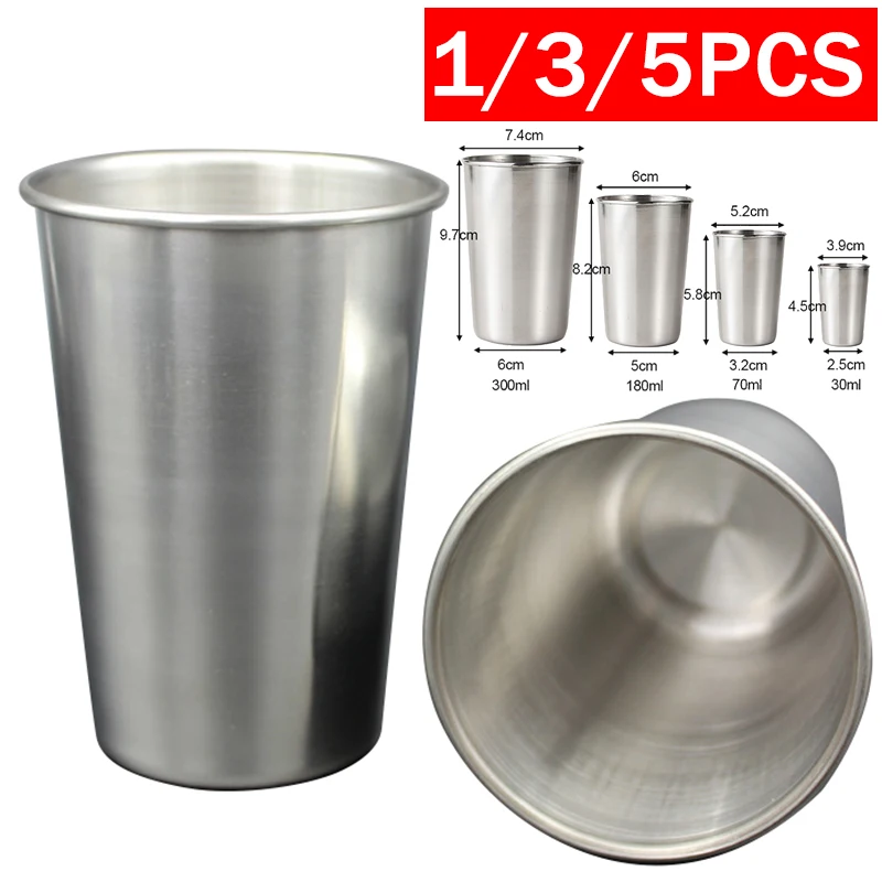 

10PCS 300 Ml Mini Stainless Steel Shot Glass Cup Drinking Wine Glasses With Leather Cover Bag For Home Kitchen Bar