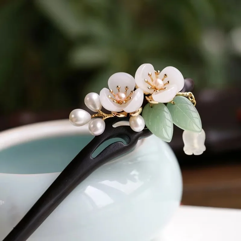 Новая китайская винтажная заколка для волос Hanfu из черного дерева с кисточками