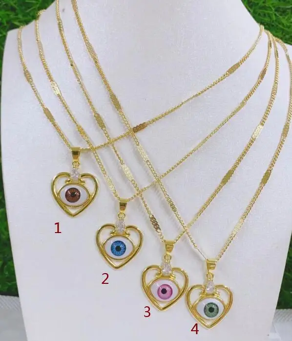 

1pcs heart Resin CZ Zircon Crystal Evil Eye Pendant Necklaces For Women Jewelry Turkish Blue Eye Sweater Clavicle Chain df3f