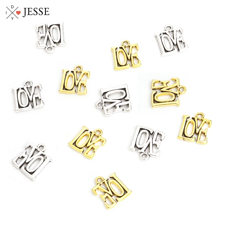 

20pcs Alloy Antique Letters Love Charms Metal Love Words Vintage Pendants Jewelry Making DIY Crafts Accessory Supplies Wholesale