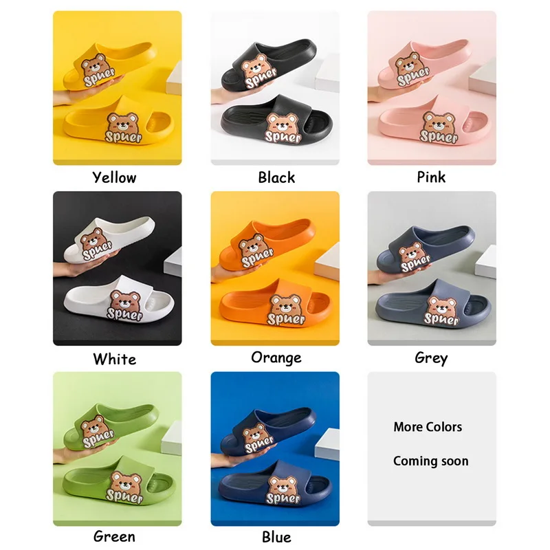 Bath Bear Slippers Women Summer Flip Flops Cute Cartoon Cloud Shoes For Women Indoor Outdoor Wear Soft Thick Beach Men Sandals