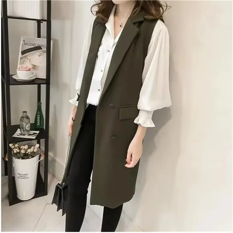 Новинка 2023 года повседневный пиджак женский жилет офисный длинный костюм жилеты