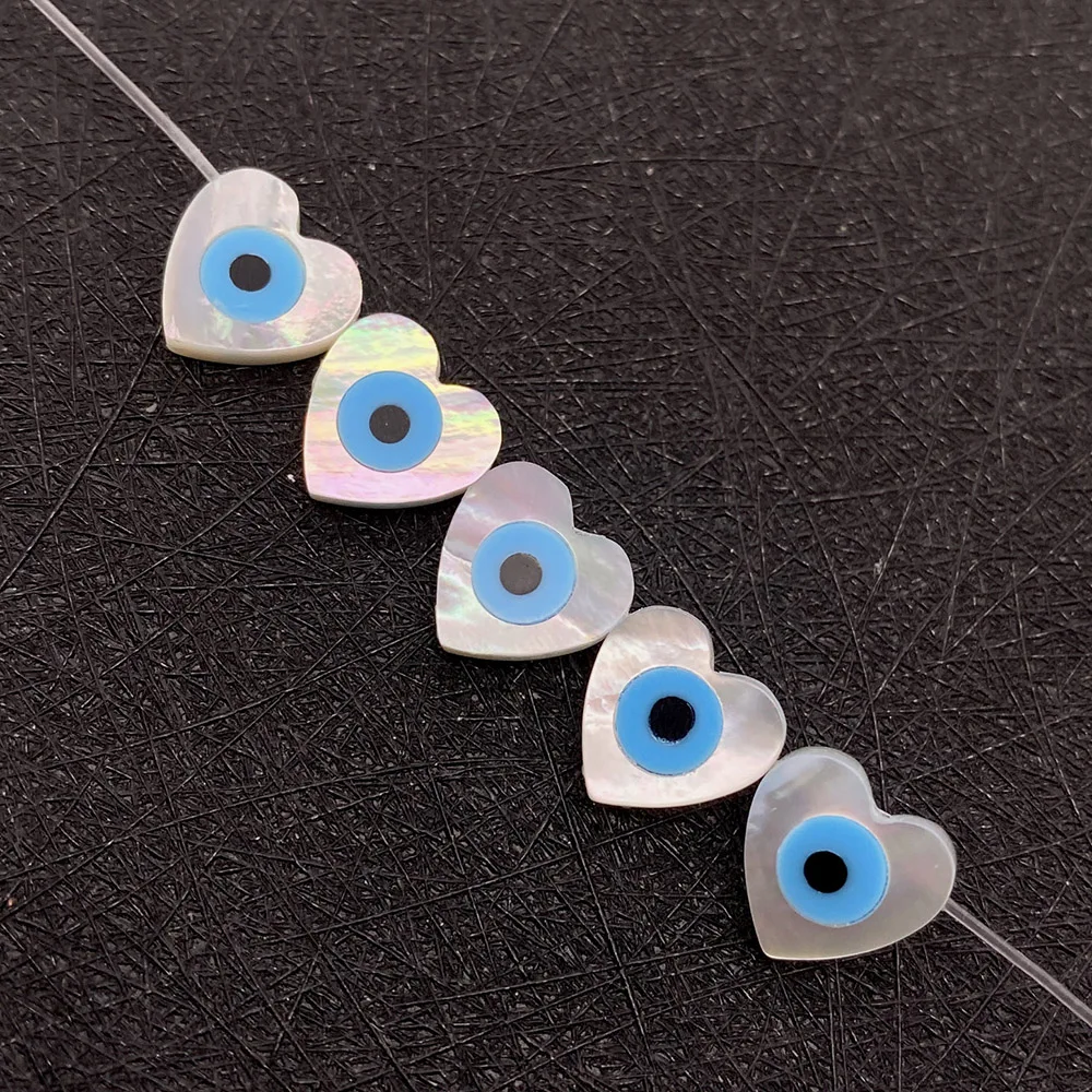 

Natural Sea Shell Loose Beads 10mm Evil Eye Charms for Jewelry Making DIY Bracelet Earring Supplies Accessories Heart Shape Bead